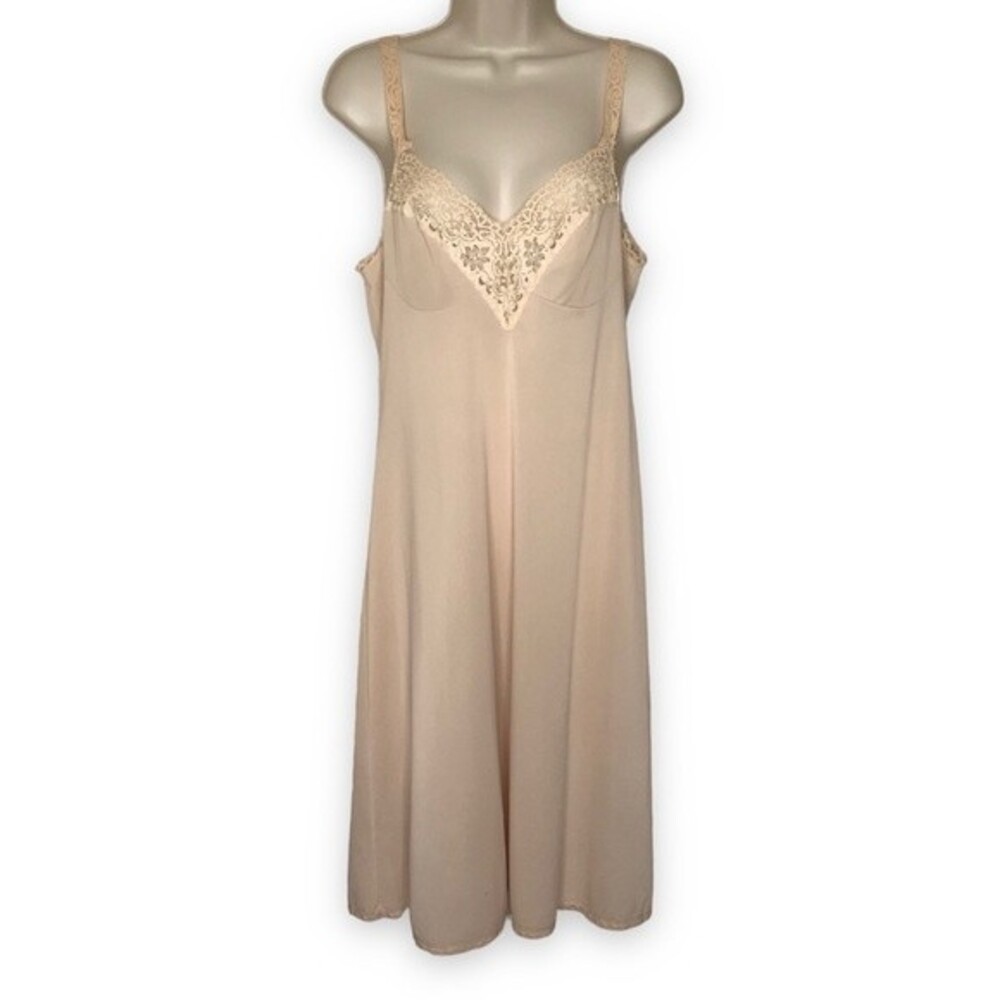 Vintage Vassarette Underneath It All 1970s Full Slip Lace Nude Womens 36 Long